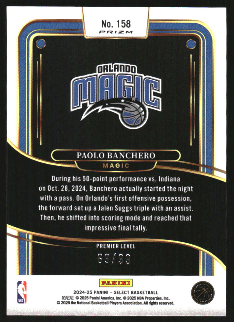 2024-25 Select Purple Cracked Ice Prizms #158 Paolo Banchero /99