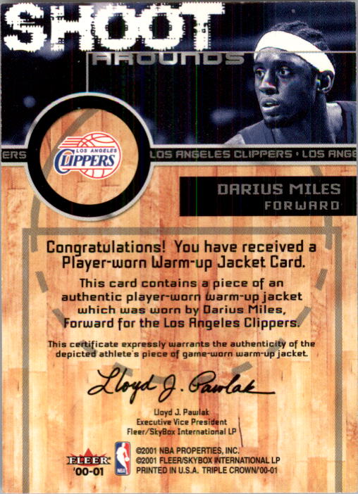 2000-01 Fleer Triple Crown Shoot Arounds #9 Darius Miles back image
