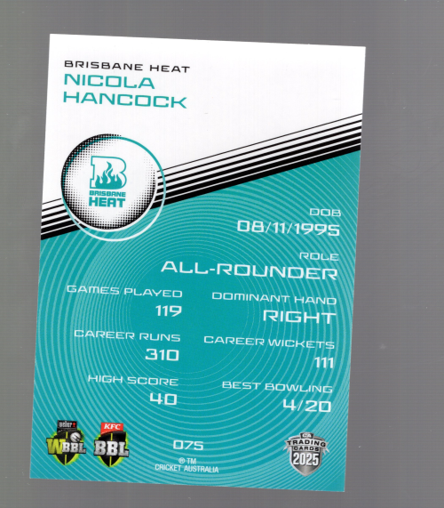 2025-26 TGI Traders #75 Nicola Hancock back image