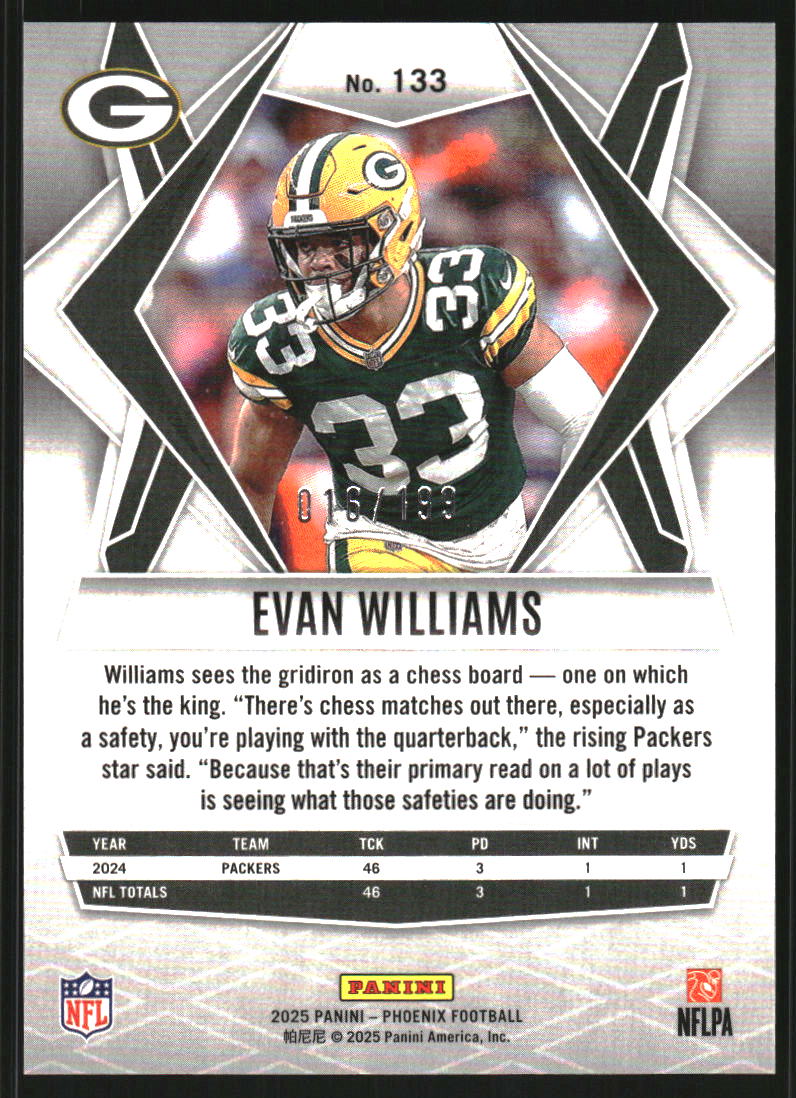 2025 Panini Phoenix Red Lazer #133 Evan Williams /199