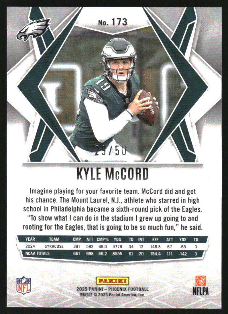 2025 Panini Phoenix Bronze Hyper #173 Kyle McCord /50