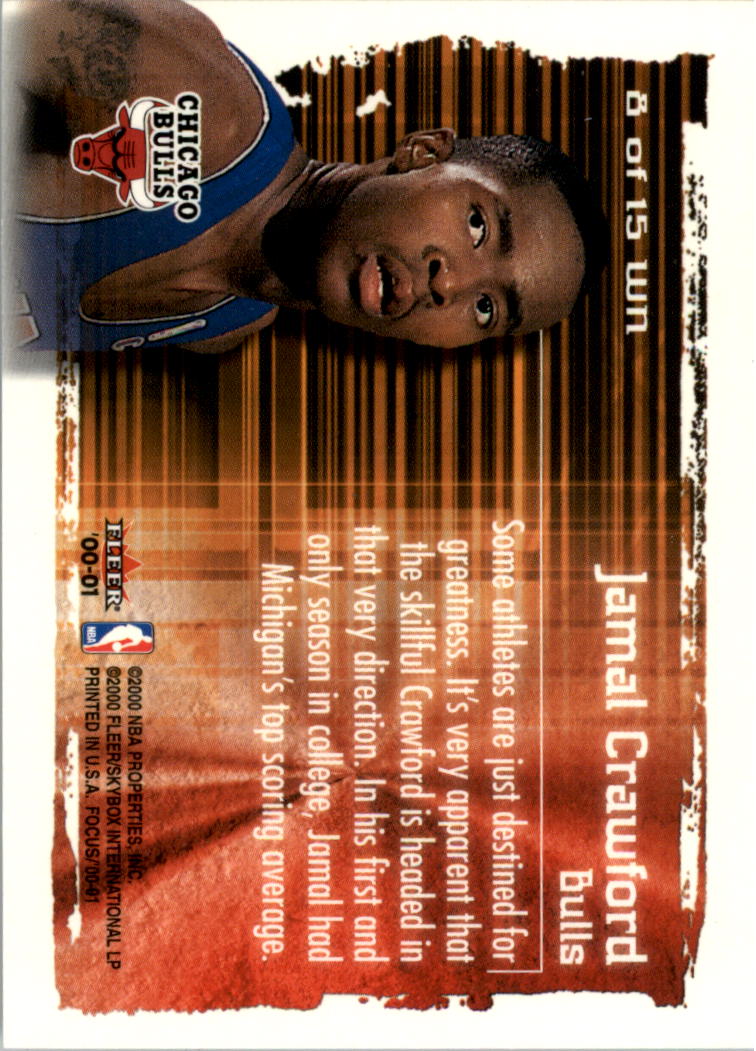 2000-01 Fleer Focus Welcome to the NBA #WN8 Jamal Crawford back image