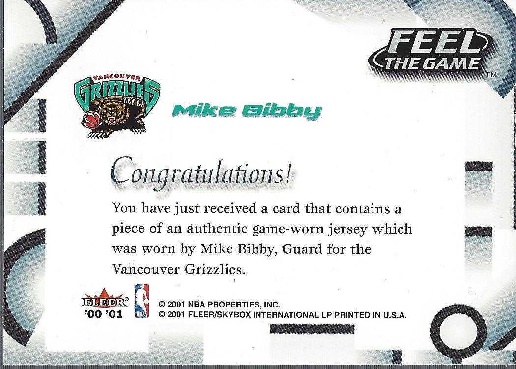 2000-01 Fleer Feel the Game #2 Mike Bibby back image