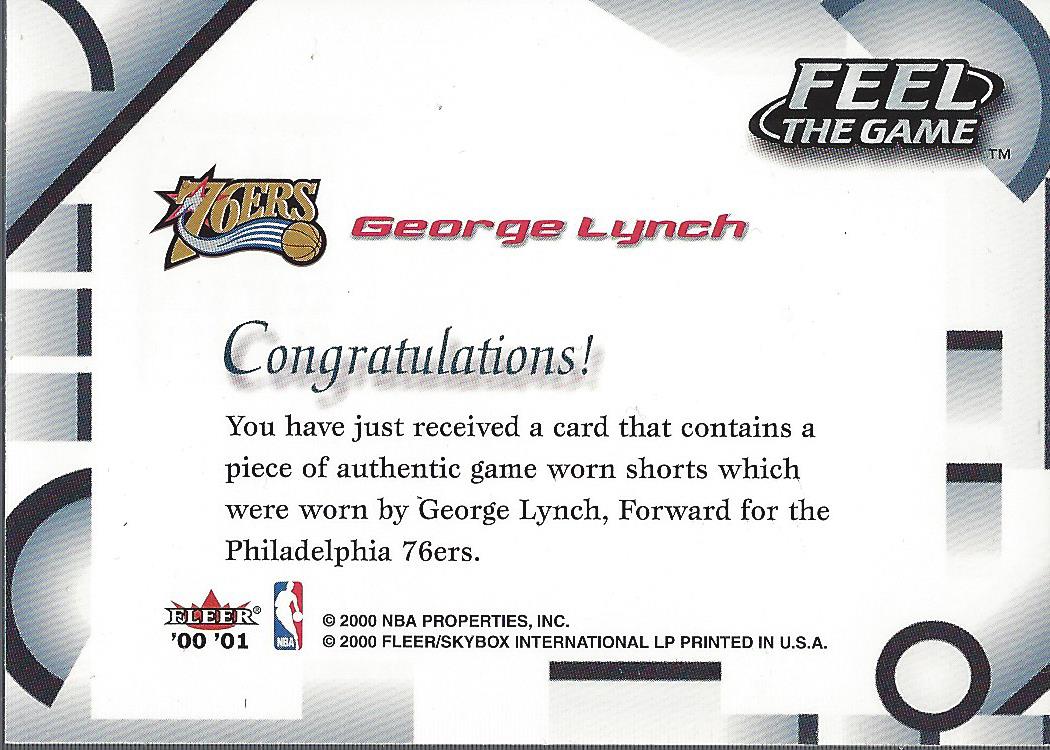 2000-01 Fleer Feel the Game #16 George Lynch back image