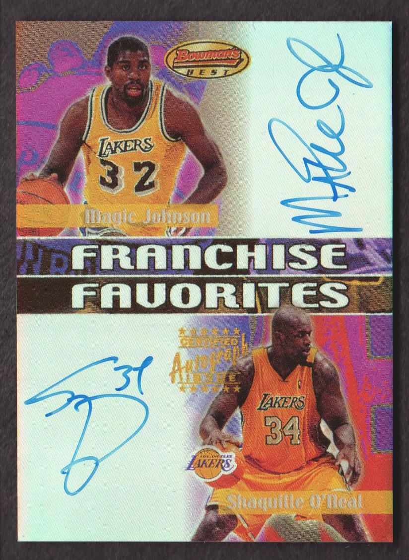 2000-01 Bowman's Best Franchise Favorites #FFA3 Shaquille O'Neal AU/Magic  Johnson AU - Card #FF3A DUAL AUTO - NM-MT
