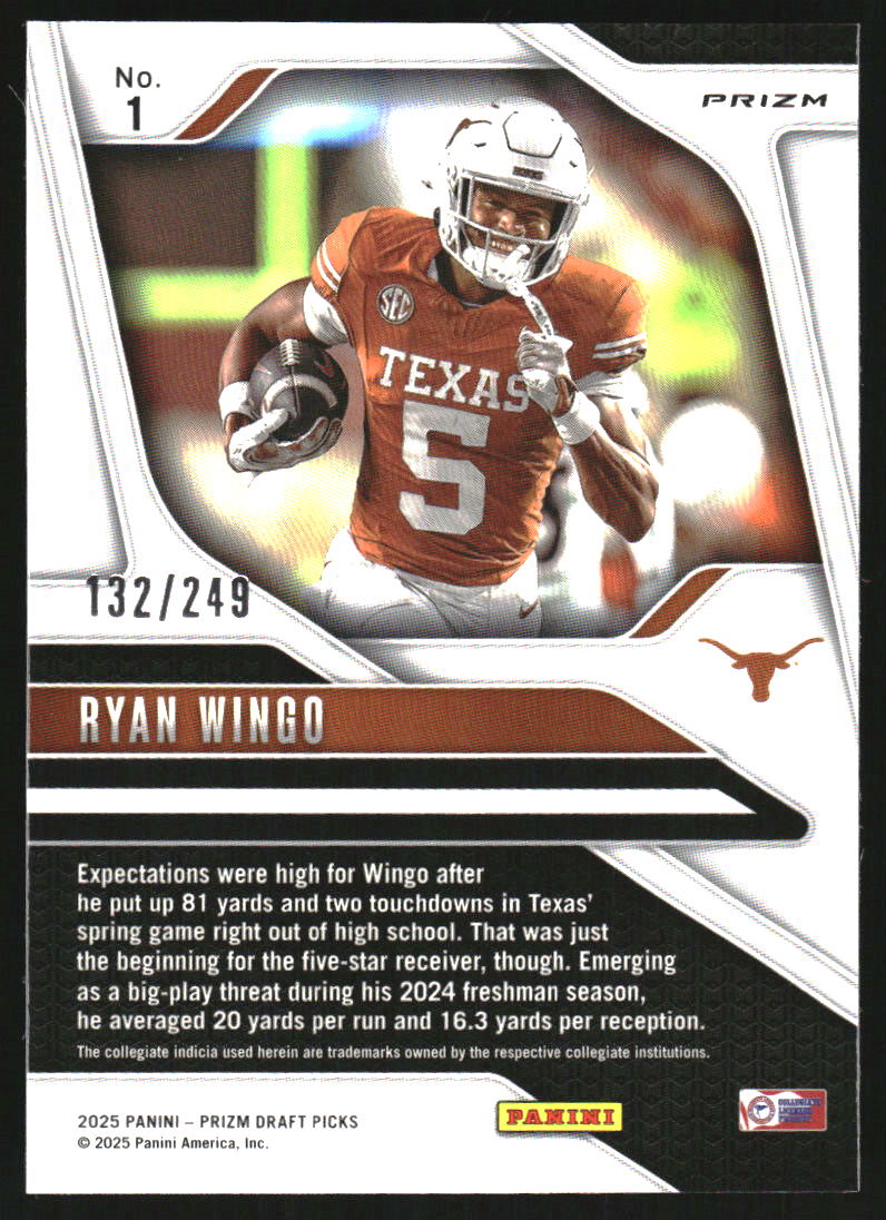 2025 Panini Prizm Draft Picks Prizms Blue #1 Ryan Wingo /249