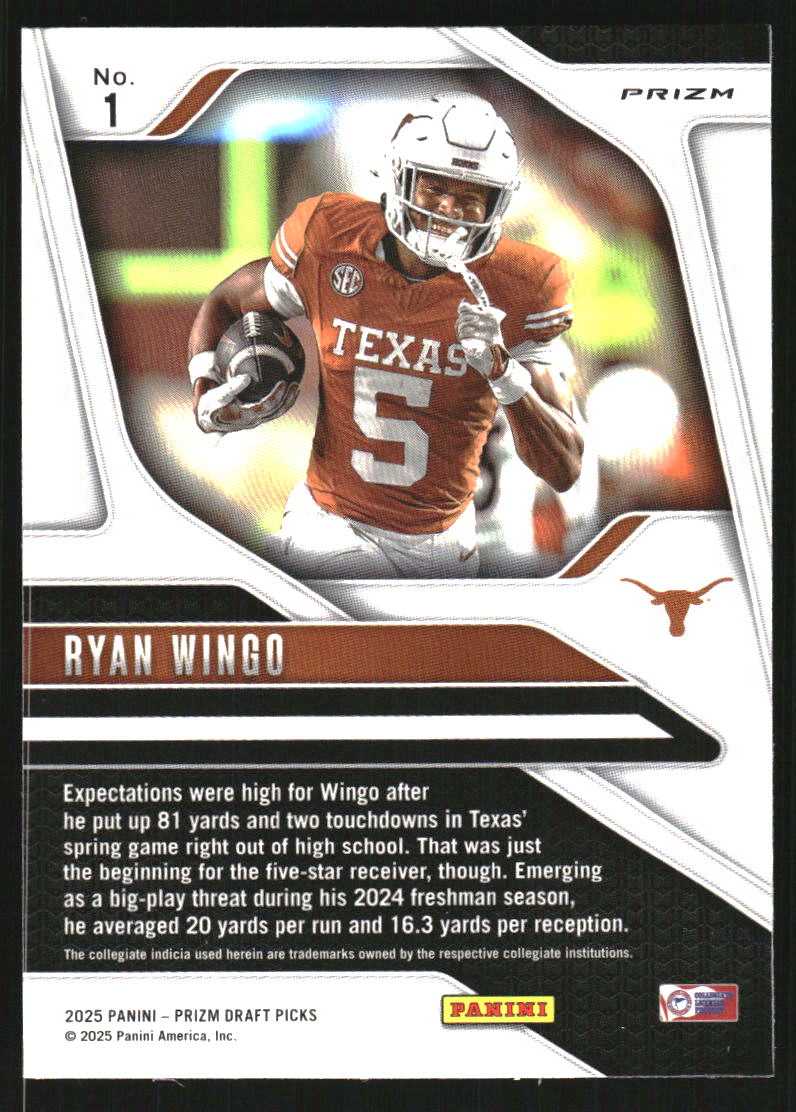 2025 Panini Prizm Draft Picks Prizms Silver #1 Ryan Wingo