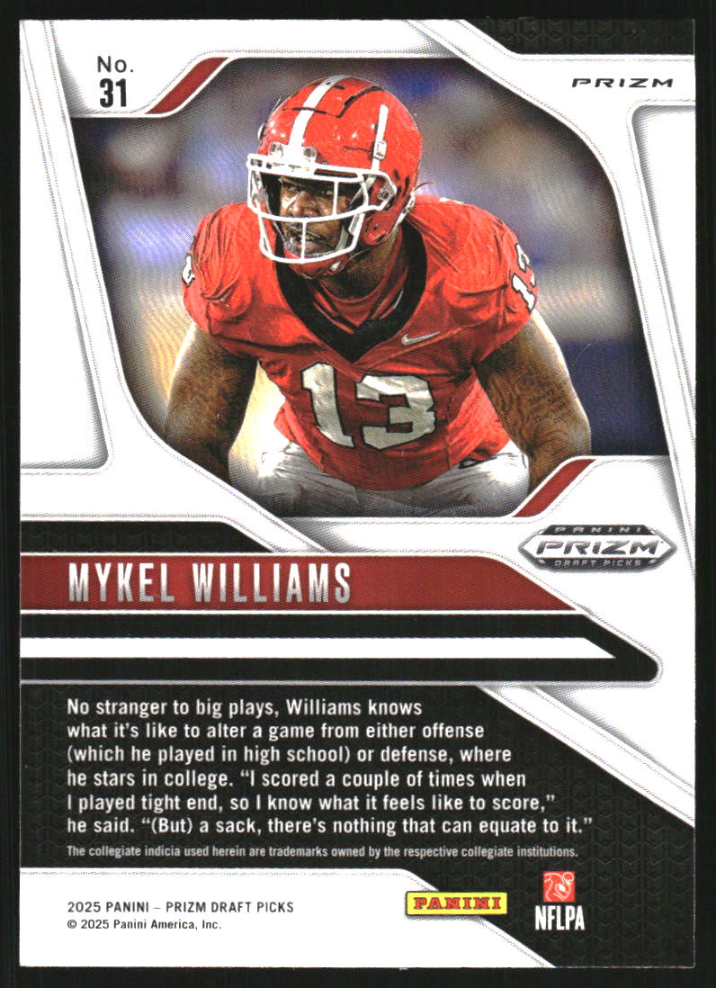 2025 Panini Prizm Draft Picks Prizms Silver #31 Mykel Williams