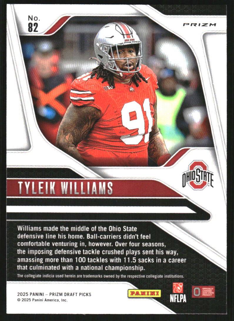2025 Panini Prizm Draft Picks Prizms Silver #82 Tyleik Williams