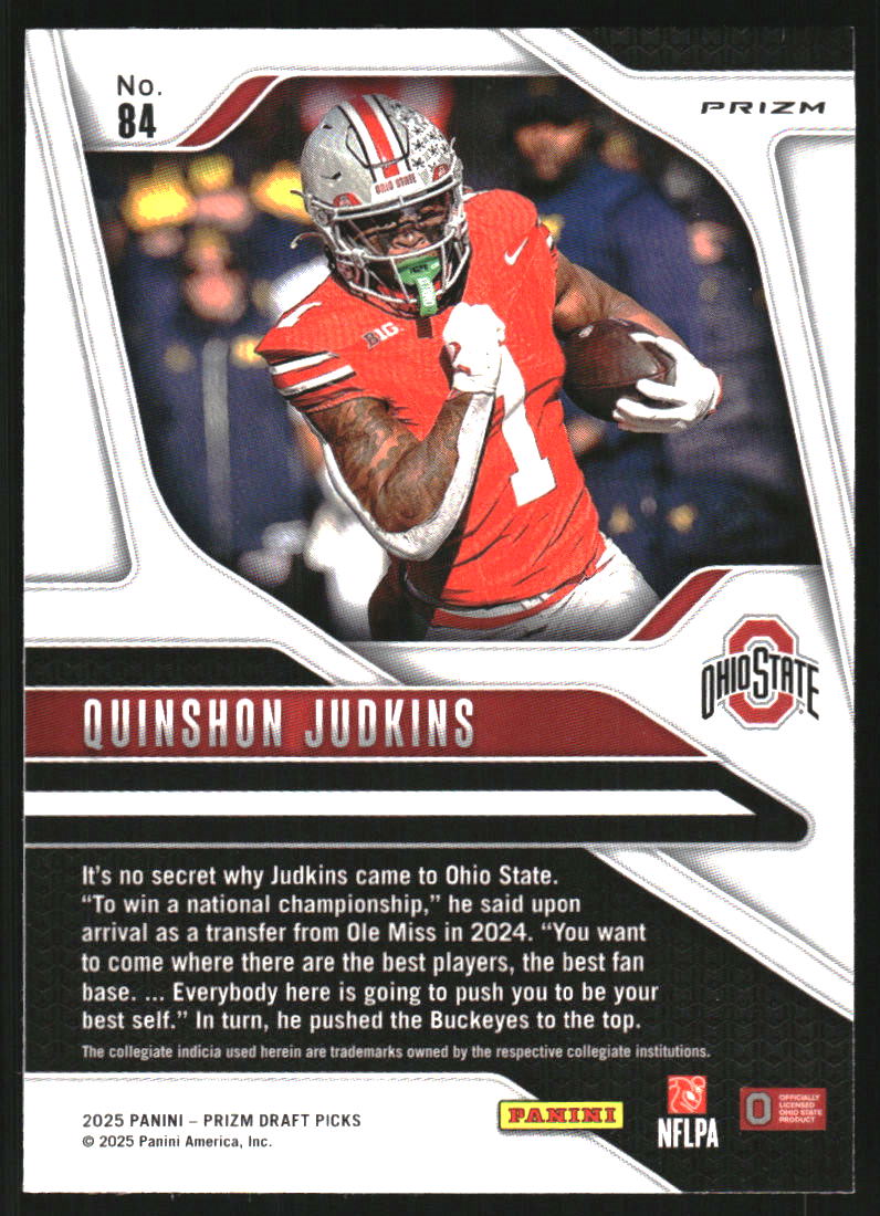 2025 Panini Prizm Draft Picks Prizms Silver #84 Quinshon Judkins