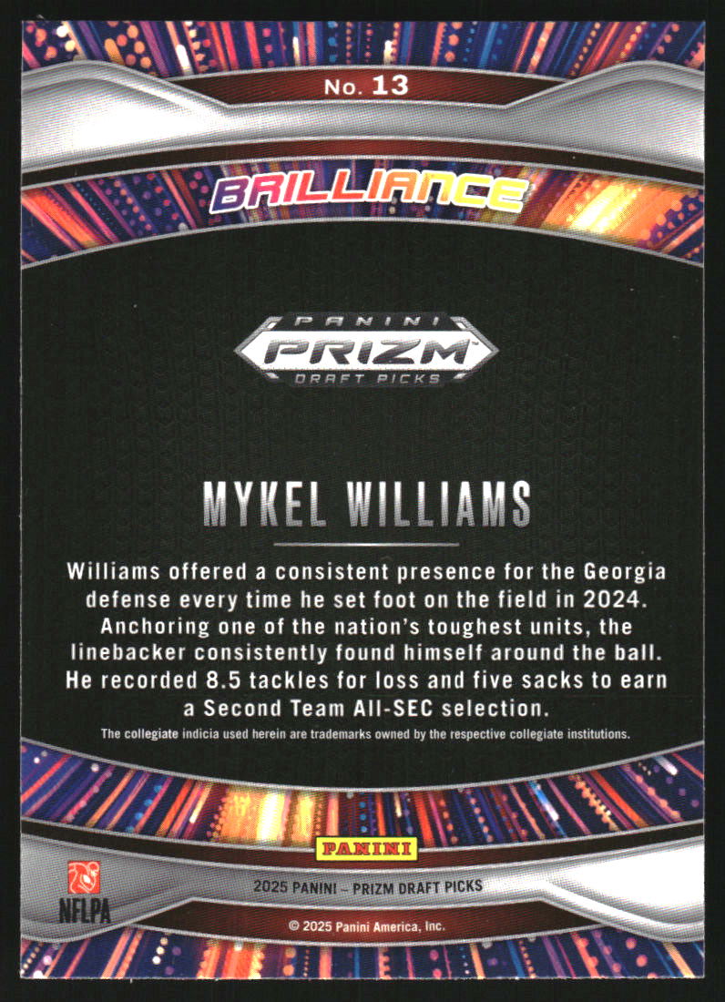 2025 Panini Prizm Draft Picks Brilliance #13 Mykel Williams