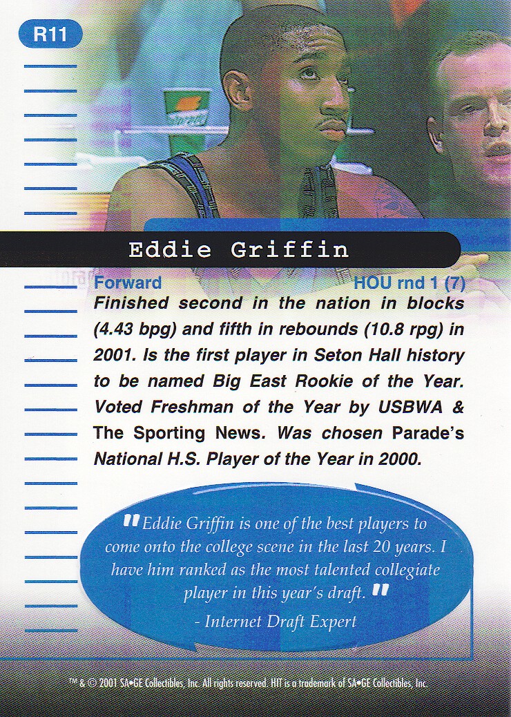 2001 SAGE HIT Rarefied Bronze #R11 Eddie Griffin back image