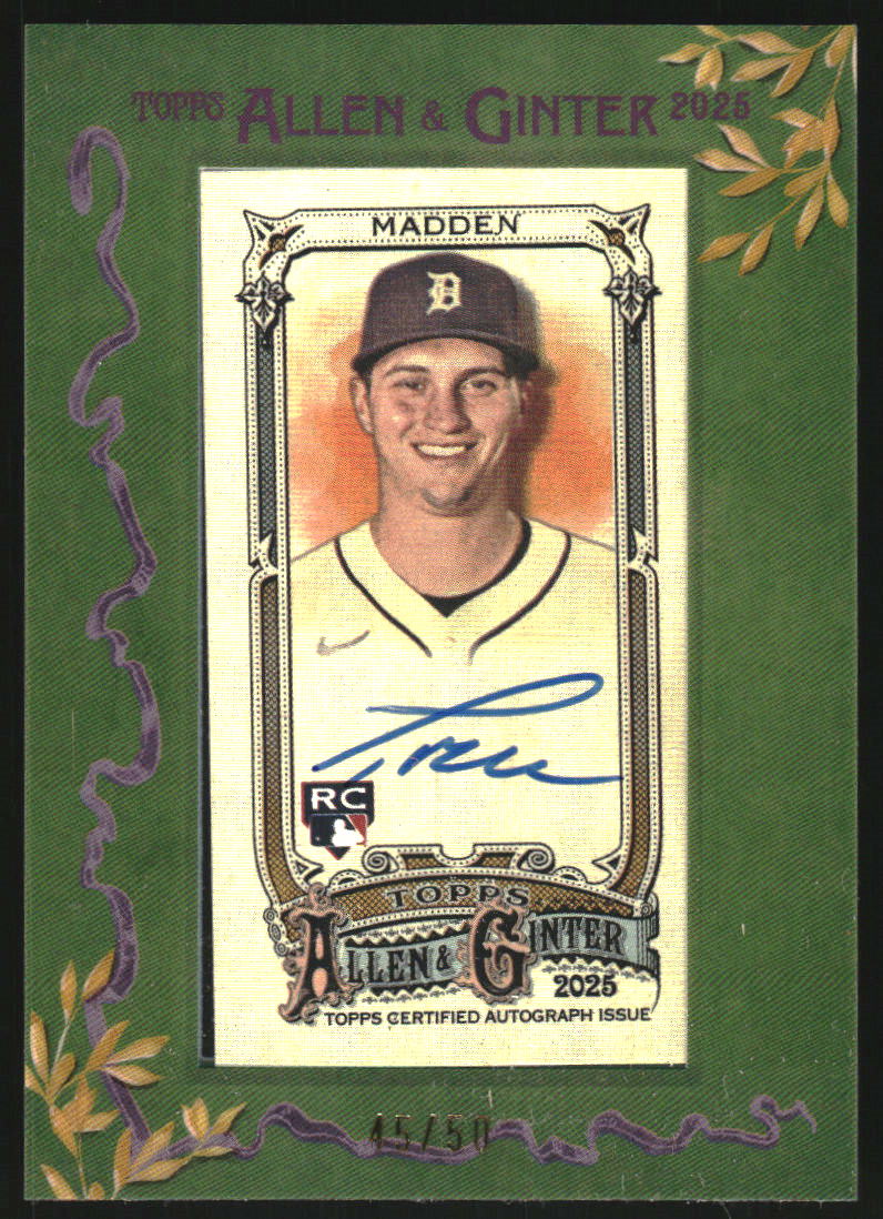 2025 Topps Allen and Ginter Framed Mini Autographs Green Frame #MATM Ty Madden Auto /50