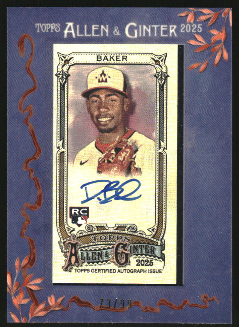 2025 Topps Allen and Ginter Framed Mini Autographs Blue Frame #MADB Darren Baker Auto /99