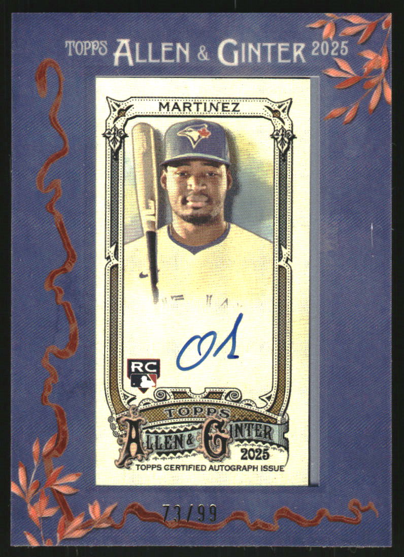 2025 Topps Allen and Ginter Framed Mini Autographs Blue Frame #MAOM Orelvis Martinez Auto /99