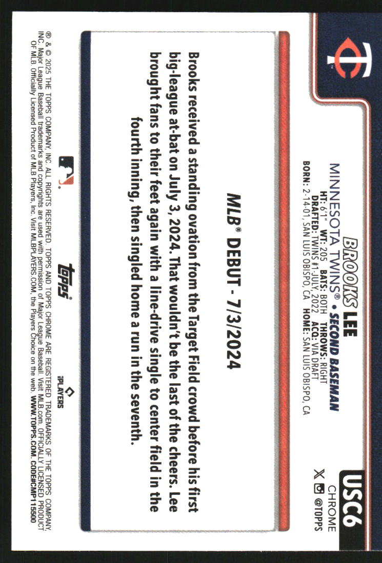 2025 Topps Chrome Update X-Fractors #USC6 Brooks Lee