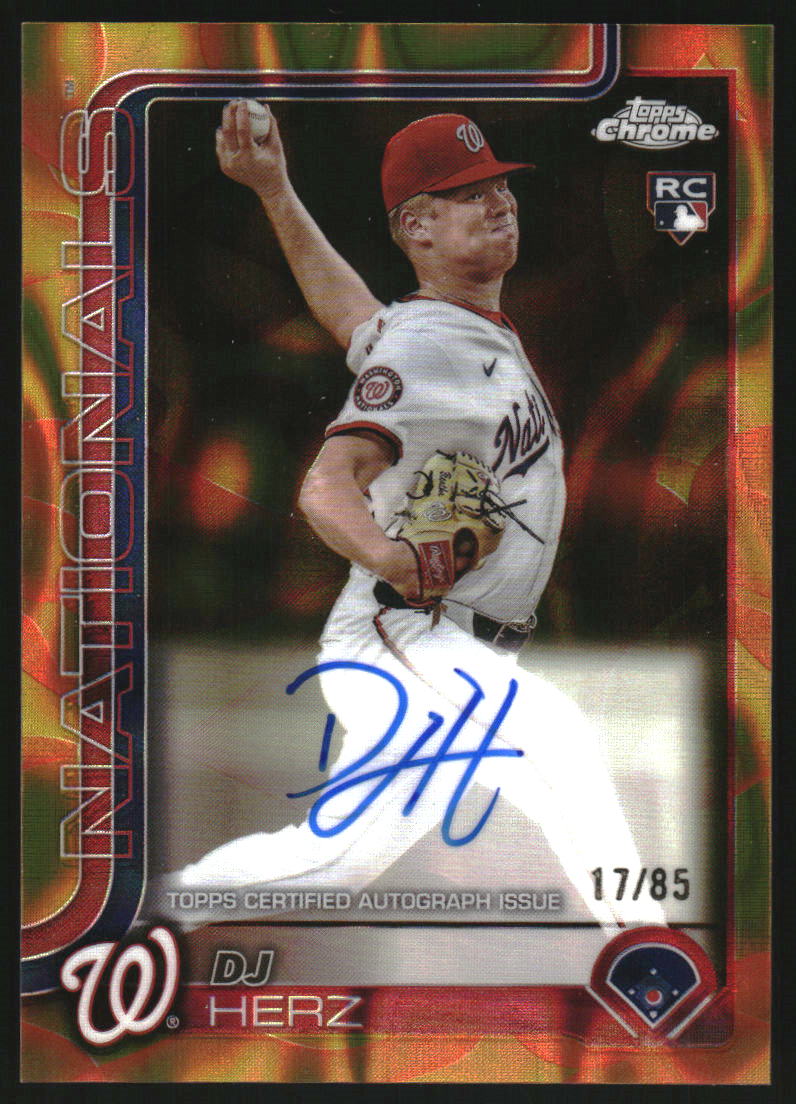 2025 Topps Chrome Update Rookie Autographs Gold Orange Lava Lamp Refractors #RADH DJ Herz Auto /85