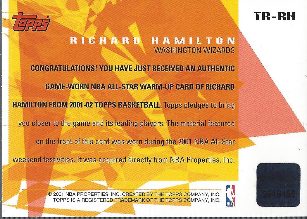 2001-02 Topps All-Star Remnants #TRRH Richard Hamilton back image
