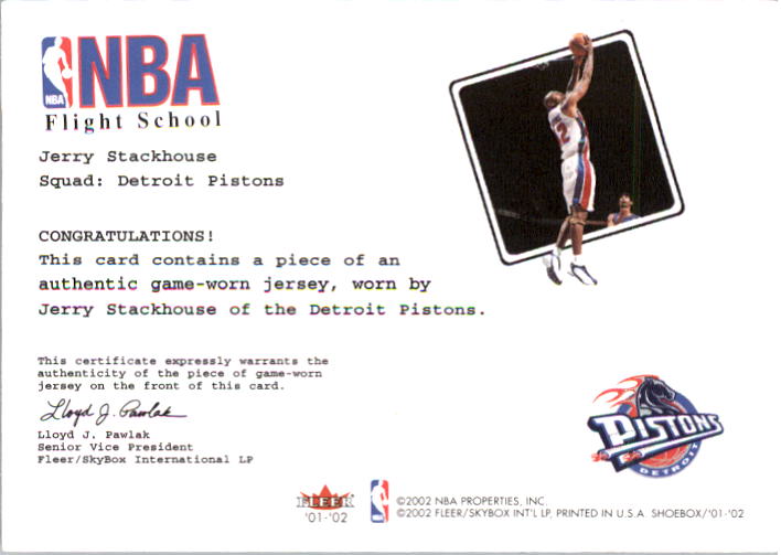 2001-02 Fleer Shoebox NBA Flight School Cadet #14 Jerry Stackhouse back image