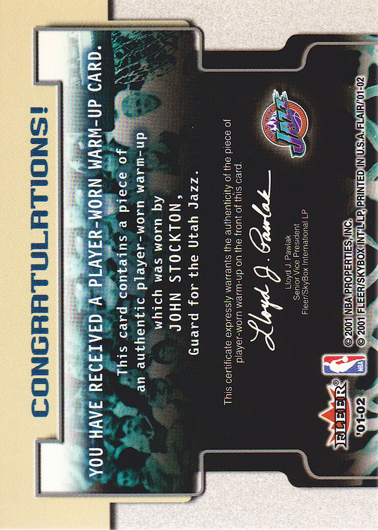 2001-02 Flair Warming Up #18 John Stockton back image