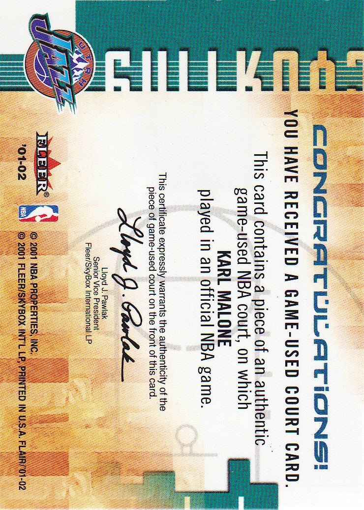 2001-02 Flair Courting Greatness #5 Karl Malone back image