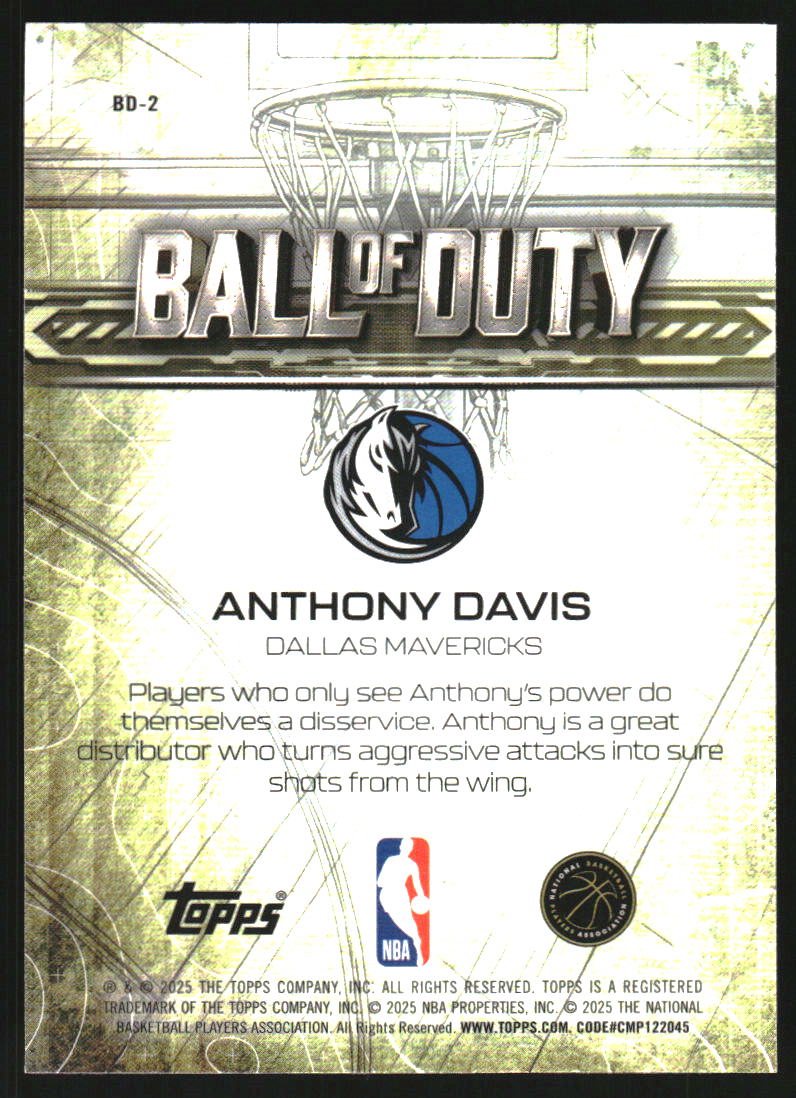 2025-26 Topps Chrome Ball of Duty #BD2 Anthony Davis