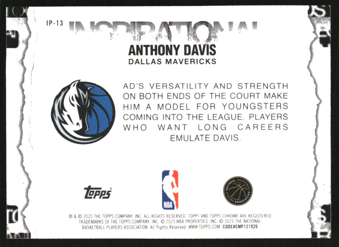 2025-26 Topps Chrome Inspirational #IP13 Anthony Davis