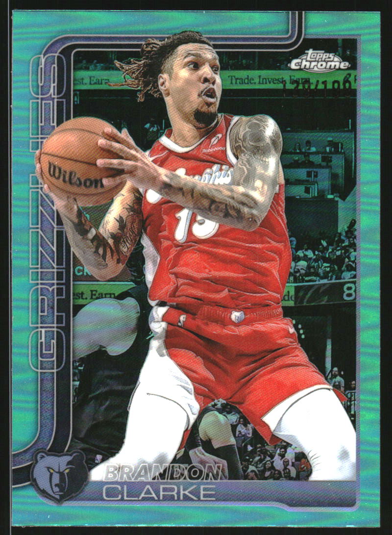 2025-26 Topps Chrome Aqua Refractors #133 Brandon Clarke /199 on