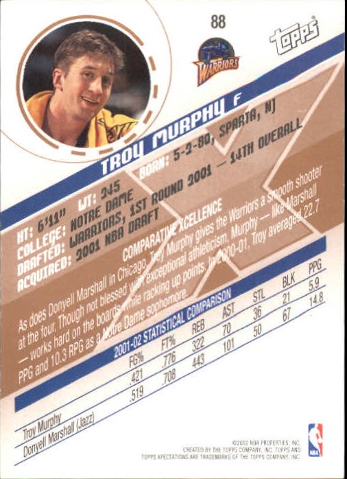 2002-03 Topps Xpectations Parallel #88 Troy Murphy back image