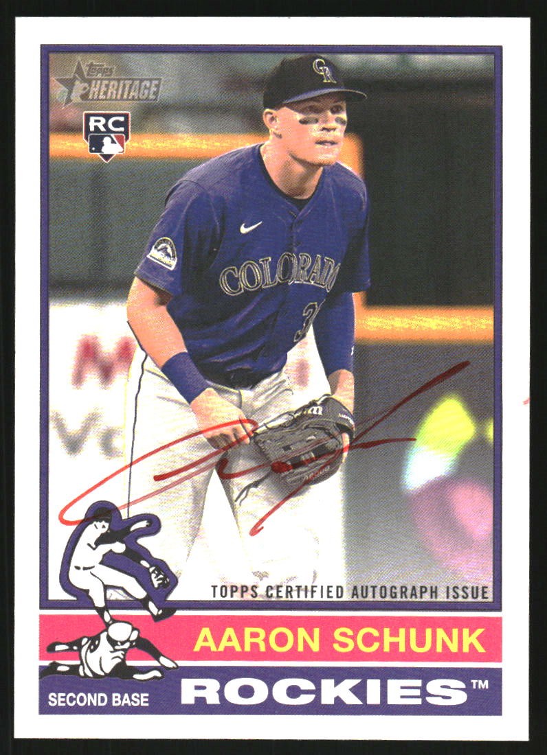 2025 Topps Heritage Real One Autographs Red Ink #ROAAS Aaron Schunk HN Auto /76