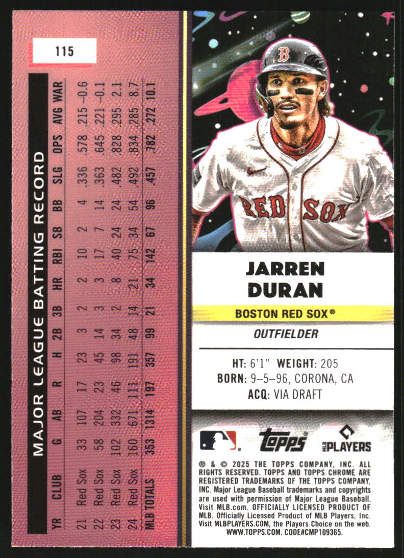 2025 Topps Cosmic Chrome #115 Jarren Duran