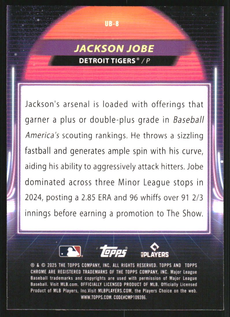 2025 Topps Cosmic Chrome Ultraviolet Beam #UB8 Jackson Jobe