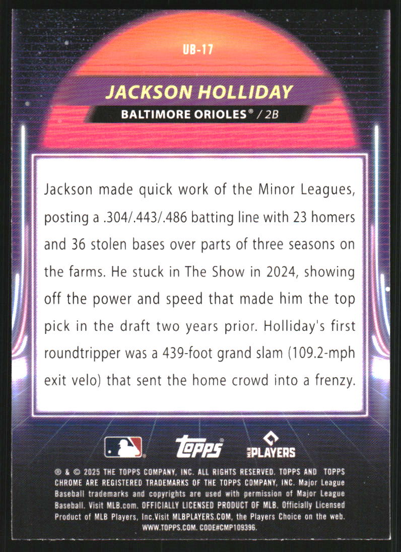 2025 Topps Cosmic Chrome Ultraviolet Beam #UB17 Jackson Holliday