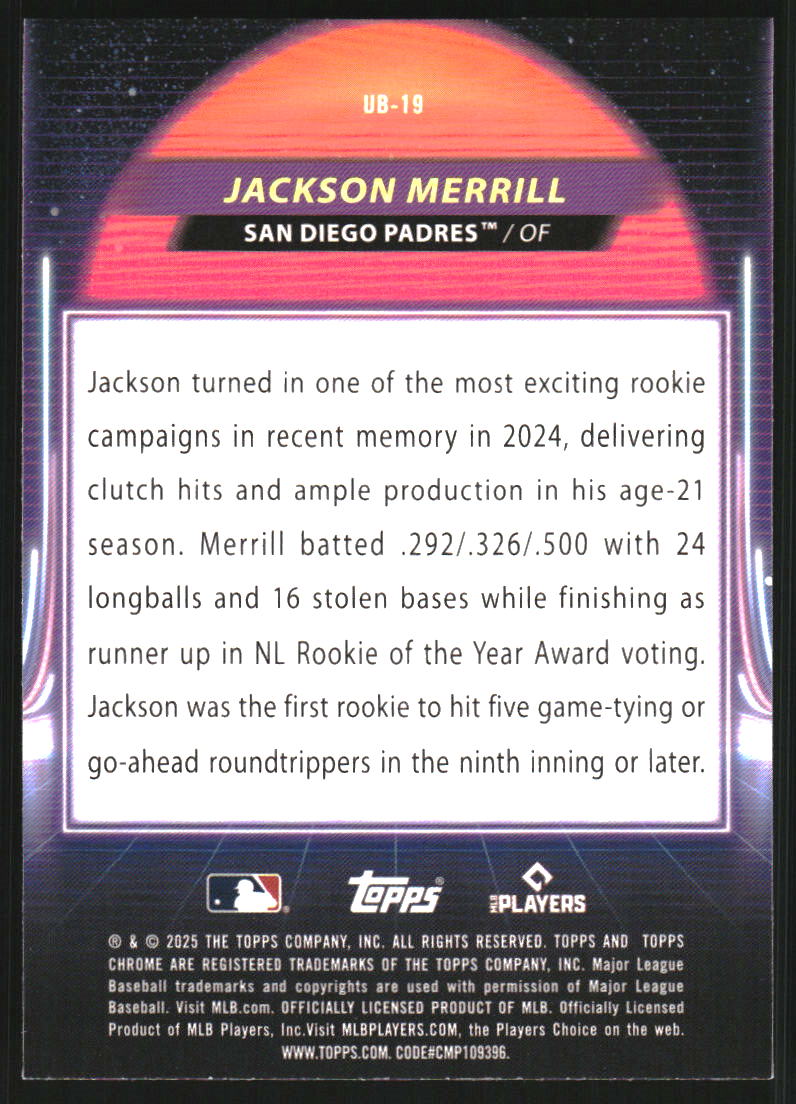 2025 Topps Cosmic Chrome Ultraviolet Beam #UB19 Jackson Merrill