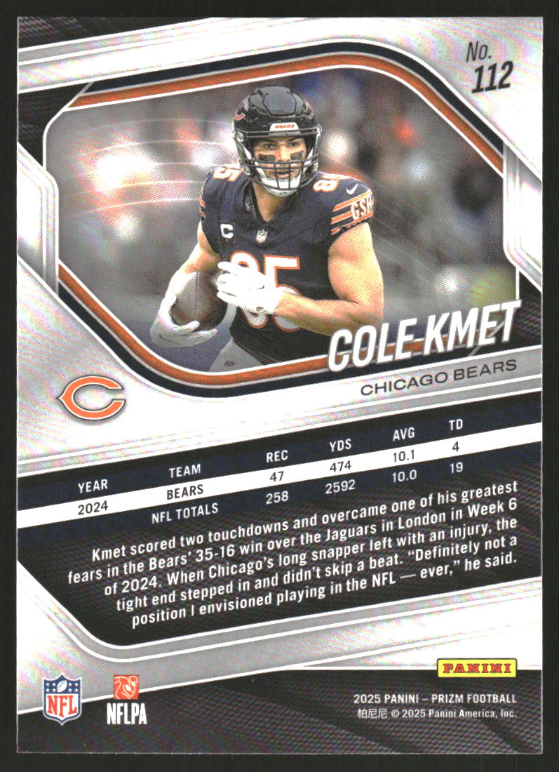2025 Panini Prizm #112 Cole Kmet