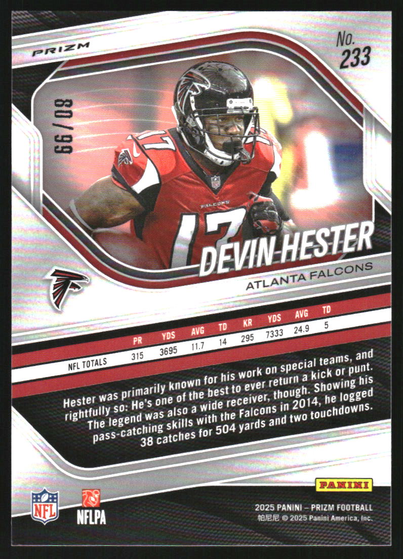 2025 Panini Prizm Prizms Blue Ice #233 Devin Hester /99