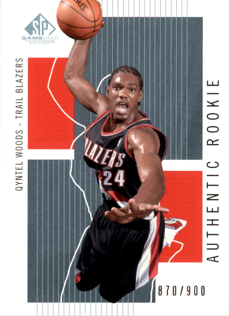 2002-03 SP Game Used #112 Qyntel Woods RC Trail Blazers Rookie Card ...