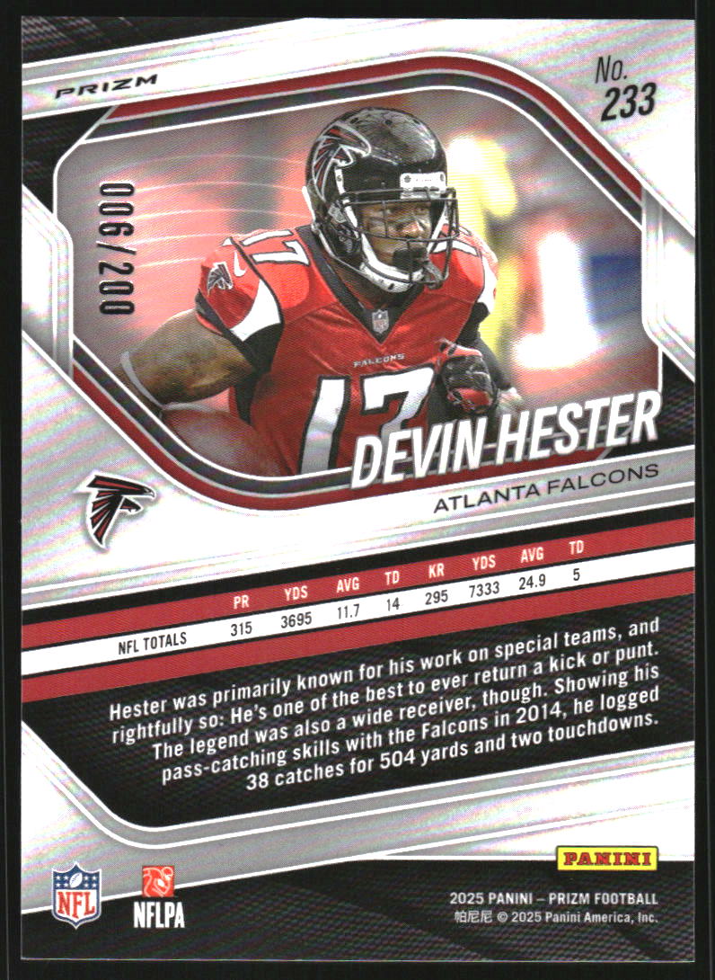 2025 Panini Prizm Prizms Hyper #233 Devin Hester /200