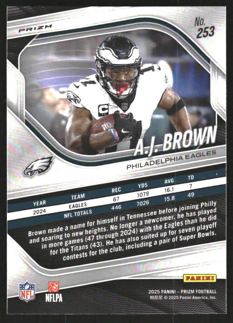 2025 Panini Prizm Prizms Silver #253 A.J. Brown