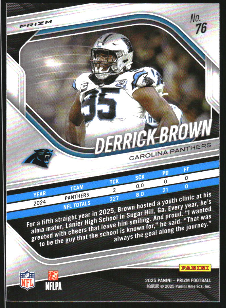 2025 Panini Prizm Prizms White Disco #76 Derrick Brown