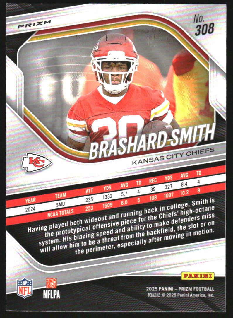 2025 Panini Prizm Prizms White Disco #308 Brashard Smith