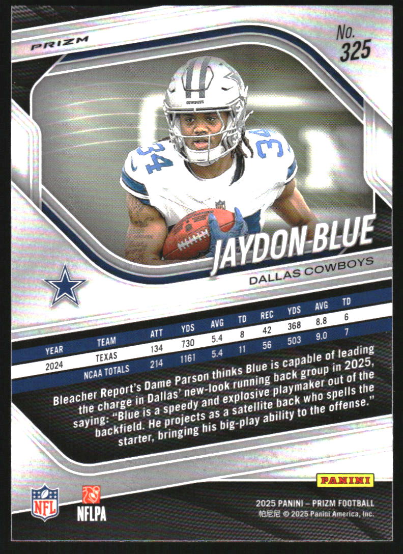 2025 Panini Prizm Prizms White Disco #325 Jaydon Blue