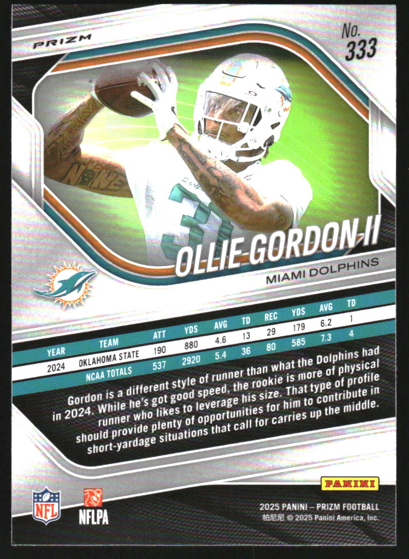 2025 Panini Prizm Prizms White Disco #333 Ollie Gordon II
