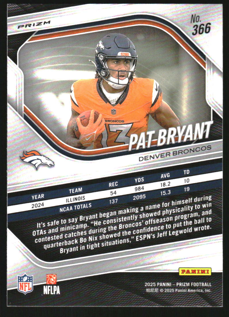 2025 Panini Prizm Prizms White Disco #366 Pat Bryant