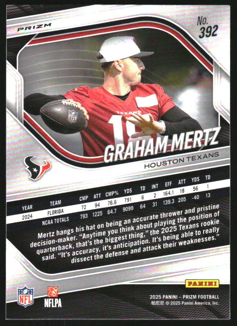 2025 Panini Prizm Prizms White Disco #392 Graham Mertz