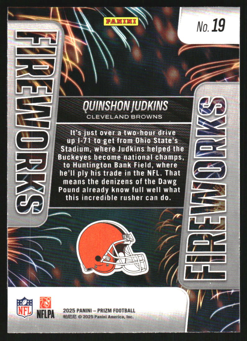 2025 Panini Prizm Fireworks #19 Quinshon Judkins