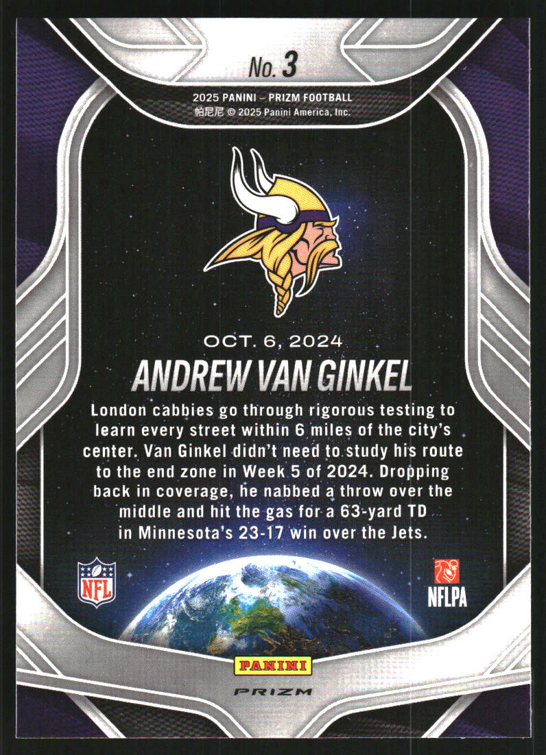 2025 Panini Prizm Global Reach Prizms No Huddle #3 Andrew Van Ginkel