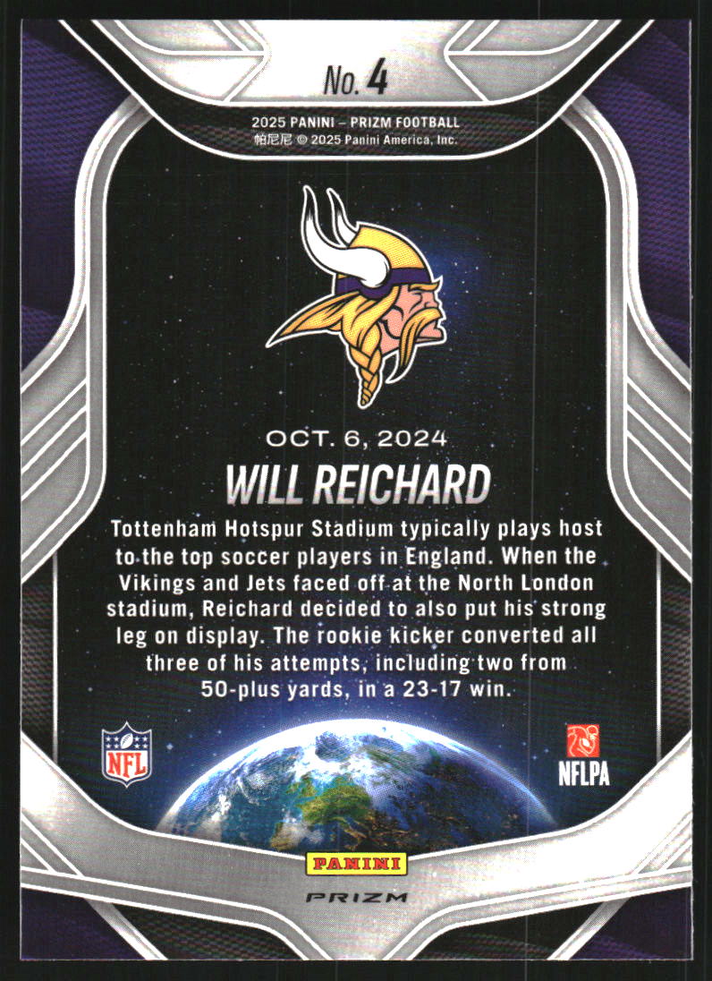 2025 Panini Prizm Global Reach Prizms No Huddle #4 Will Reichard