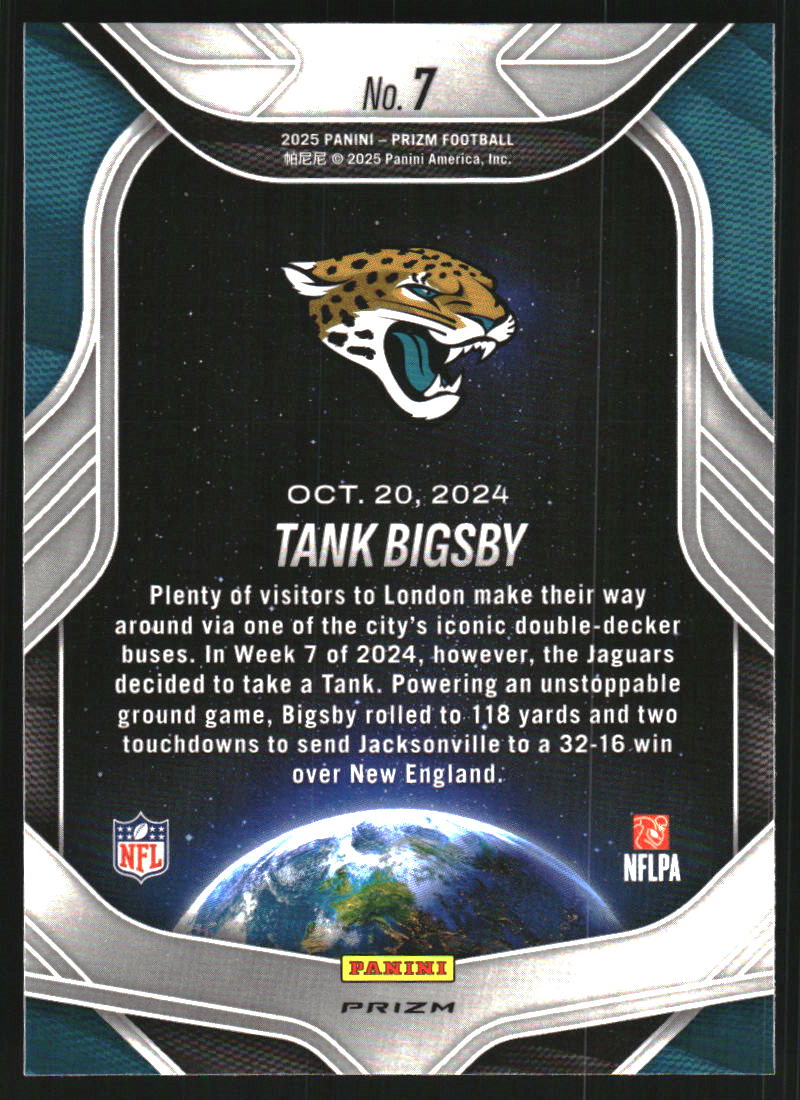 2025 Panini Prizm Global Reach Prizms No Huddle #7 Tank Bigsby