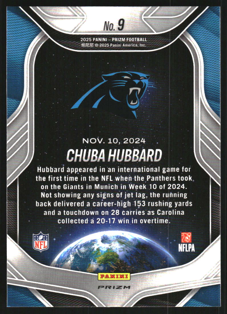 2025 Panini Prizm Global Reach Prizms No Huddle #9 Chuba Hubbard